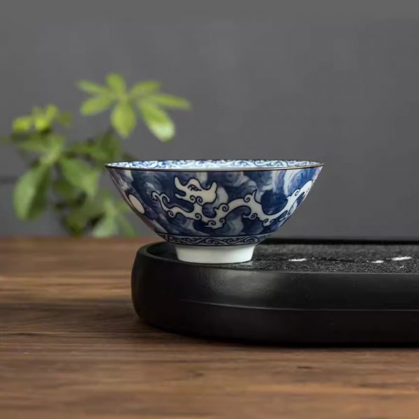 Vintage Dehua Blue & White Ceramic Kung Fu Tea Cup - Image 4